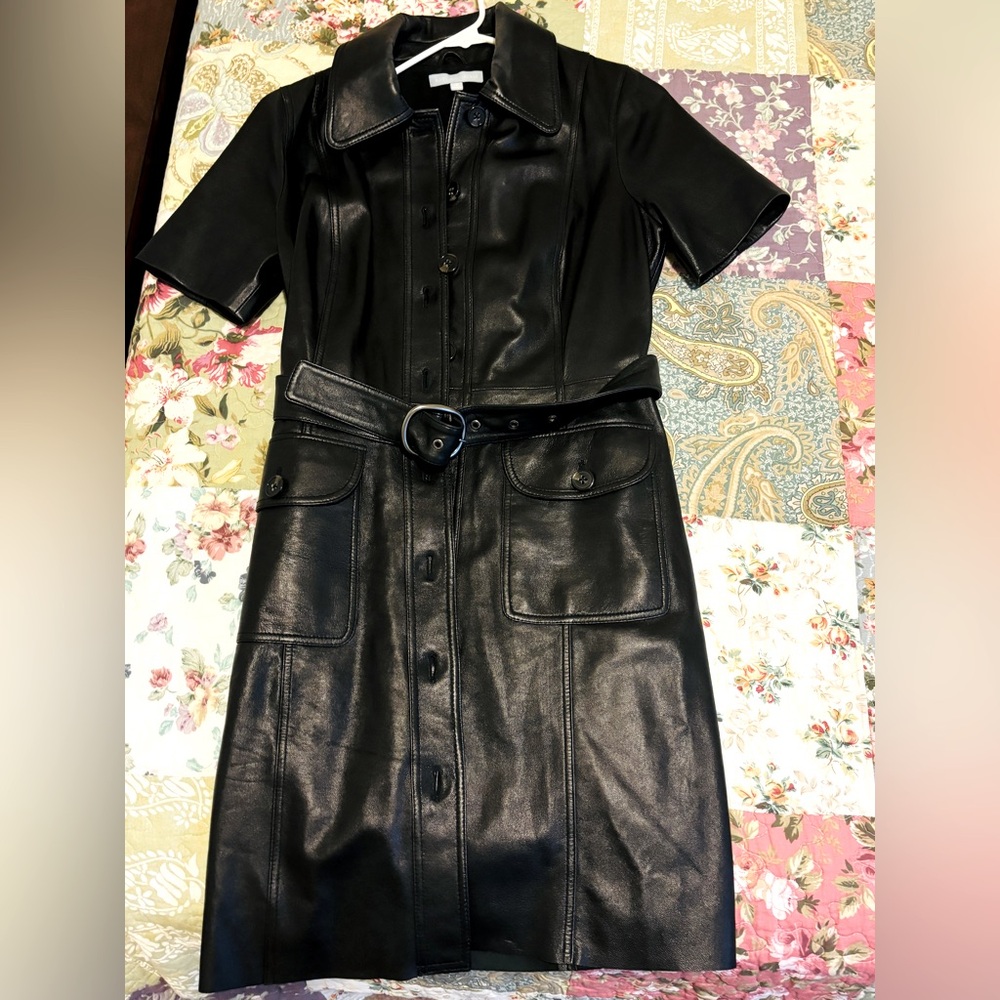 Antonio Melani Women's Leather Short Sleeve Dress